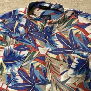 Kenneth Gordon KSG Floral Hawaiian Button Up Shirt Size XL Rayon Made In USA